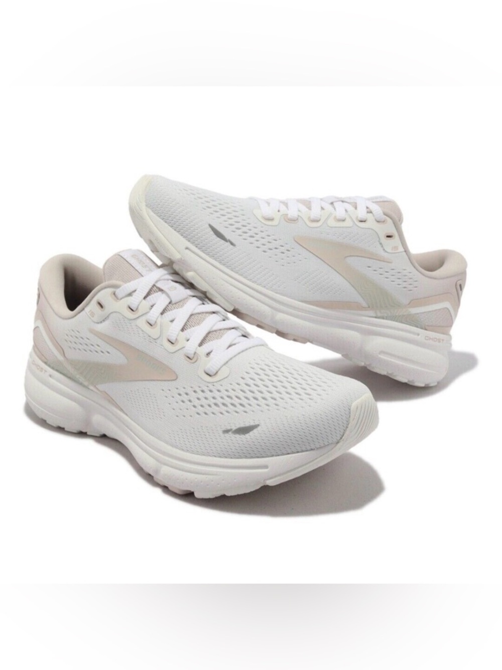 Brooks Women's White and Light Pink Running Sneakers